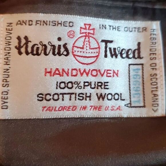 HARRIS TWEED VINTAGE BLAZER BROWN Size 42L Acadamia - Picture 7 of 8